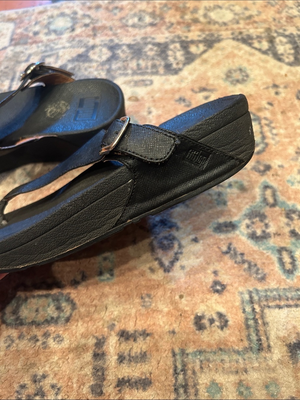 Fitflop Black Thong Sandal with Buckle Detail - Picture 2 of 11